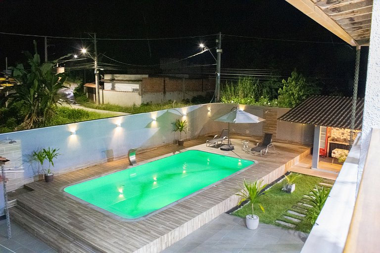 Casa 5 quartos, varanda com vista para piscina