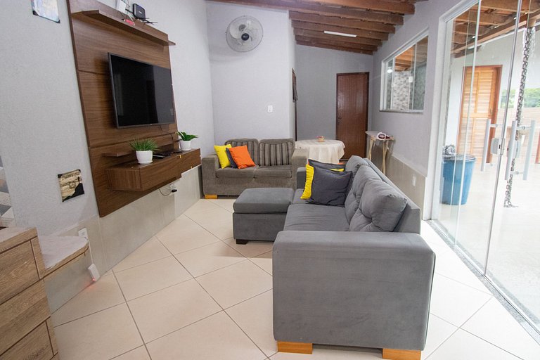 Casa 5 quartos, varanda com vista para piscina