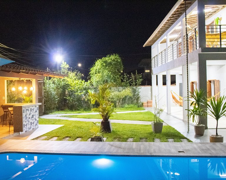 Casa 5 quartos, varanda com vista para piscina