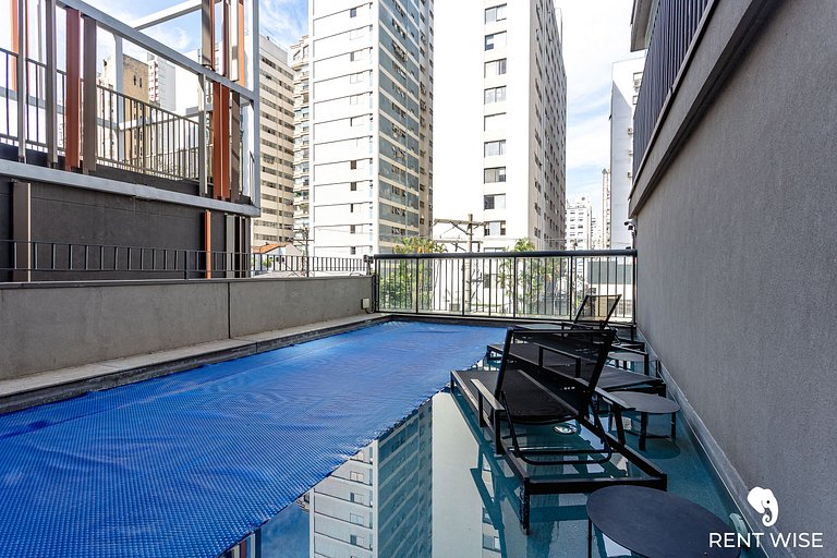 Studio Luxo- Academia, Coworking & Piscina-Jardins