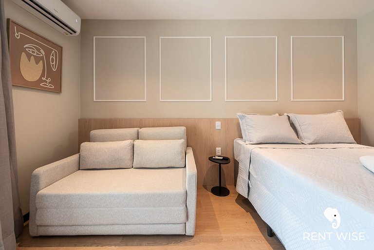 Studio Completo c/ Sofá-Cama e Prox. do Metrô!