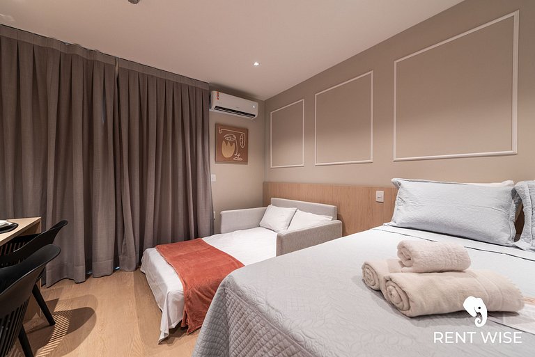 Studio Completo c/ Sofá-Cama e Prox. do Metrô!