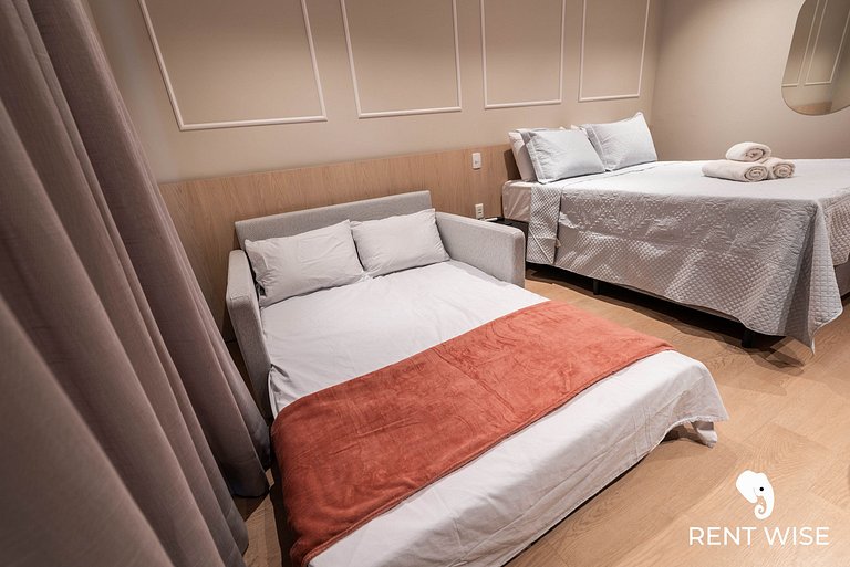 Studio Completo c/ Sofá-Cama e Prox. do Metrô!