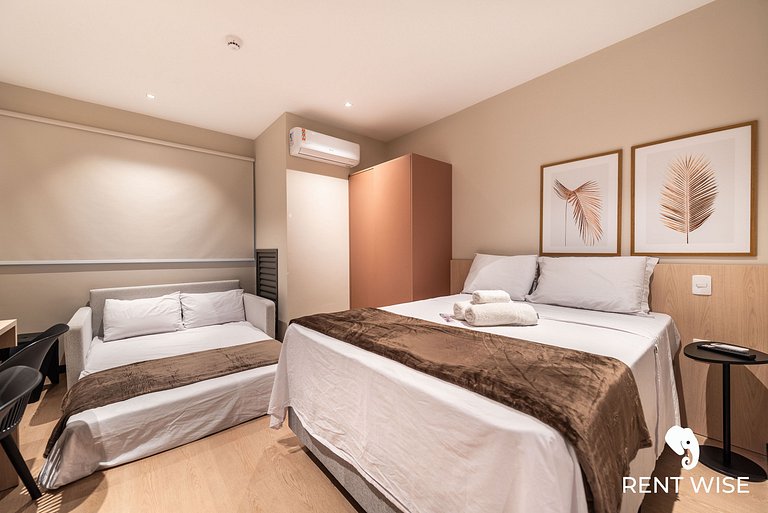 Studio Completo c/ Sofá-Cama e Prox. do Metrô!