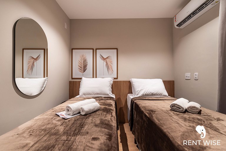 Ap c varanda e opção de cama king ou 2 de solteiro