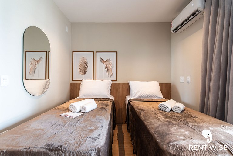 Ap c varanda e opção de cama king ou 2 de solteiro