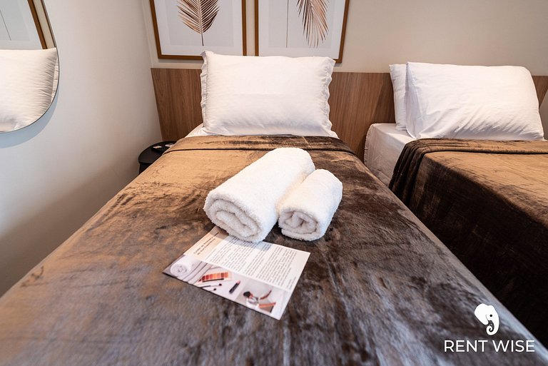Ap c varanda e opção de cama king ou 2 de solteiro