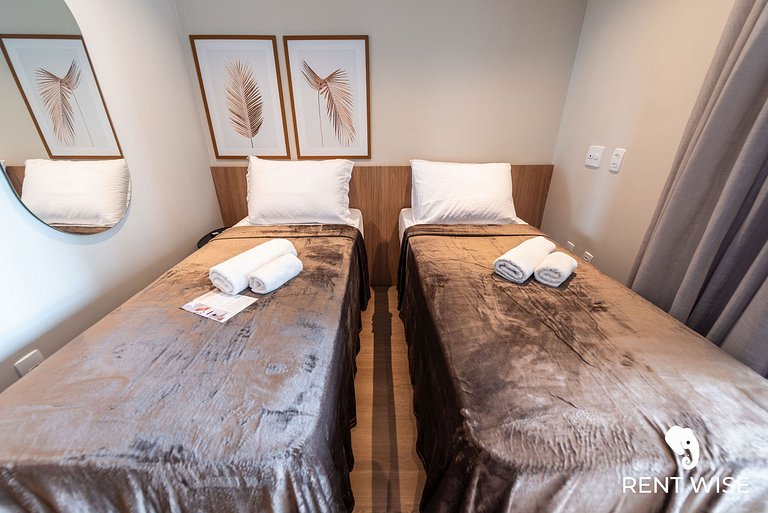 Ap c varanda e opção de cama king ou 2 de solteiro