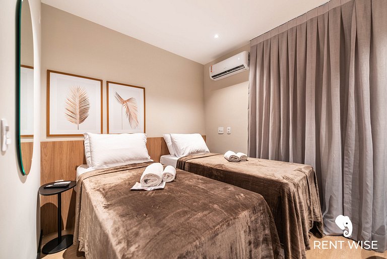 Ap c varanda e opção de cama king ou 2 de solteiro